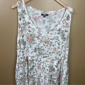 FRYE Sleeveless Floral Maxi Dress Women's XXL Cream Floral Summer with Pockets